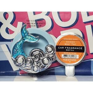 BBW Mermaid Tail Pearl Waves Car Fragrance Holder Visor Clip & Mango Mai Tai